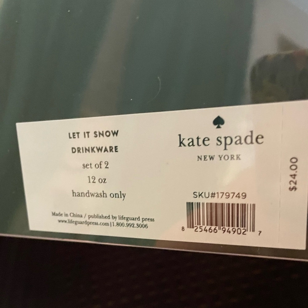 Kate Spade of 2 Winter Holiday “LET IT SNOW” Drinkware glasses New in box NWT - Picture 8 of 10